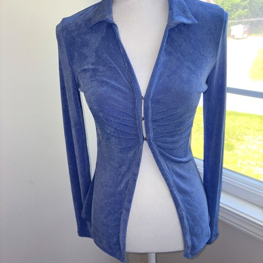 NWT NEW Princess Polly Valeria Long Sleeve Top Blue size 6 Open Front Clasp Cute